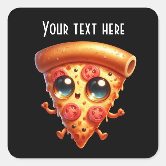 かわいいピザパーティー愛好家スクエアステッカー スクエアシール (正面)