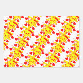 かわいいピザ好きのバレンタインデー ラッピングペーパーシート (正面3)