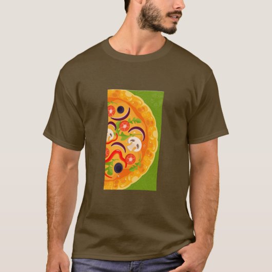 かわいいピザ好きカラフル食 Tシャツ (正面)