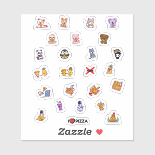 かわいいピザ宇宙飛行士の動物パイナップルパック シール (シート)