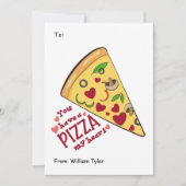 かわいいピザ私のハート教室バレンタインデー シーズンカード (正面)