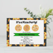 かわいいピザ誕生日パーティーの招待状 招待状 (スタンド正面)
