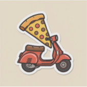 かわいいピザ配達スクーター ステッカー シール (正面)