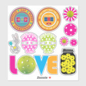 かわいいピックボールのステッカーシート003、大 シール (シート)