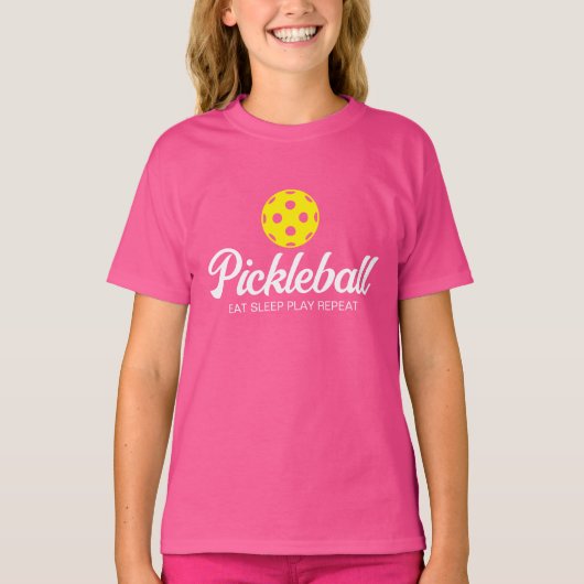 かわいいピックボールのスポーツキッドの女の子のためのtシャツ tシャツ (正面)