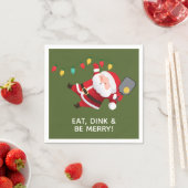 かわいいピックボールサンタグリーンクリスマスパーティー スタンダードカクテルナプキン (インサイチュ)