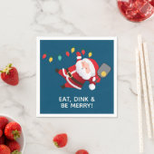 かわいいピックボールサンタブルークリスマスパーティー スタンダードカクテルナプキン (インサイチュ)