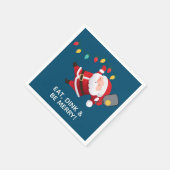 かわいいピックボールサンタブルークリスマスパーティー スタンダードカクテルナプキン (角)