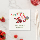 かわいいピックボールサンタホワイトクリスマスパーティー スタンダードカクテルナプキン (インサイチュ)