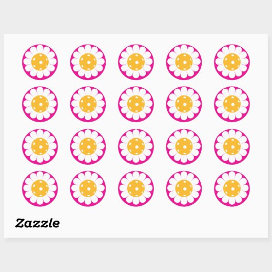 🌼かわいいピックボールデイジークラシックラウンド ラウンドシール (シート)