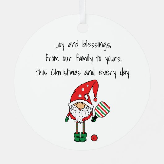 かわいいピックボールメリークリスマスメタルオーナメント メタルオーナメント (裏面)