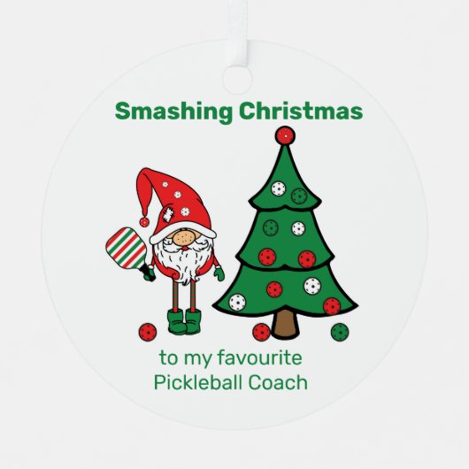 かわいいピックボールメリークリスマスメタルオーナメント メタルオーナメント (正面)