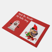 かわいいピットブルクリスマス ドアマット (アングル)