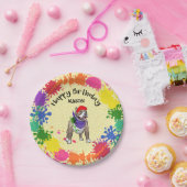 かわいいピットブルドッグおもしろいスプラッシュアートパーティー    ペーパープレート (パーティー)