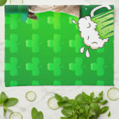 かわいいピットブルドッグハットセントパトリックの日クローバー キッチンタオル (折り畳み)