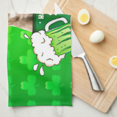 かわいいピットブルドッグハットセントパトリックの日クローバー キッチンタオル (四つ折り)