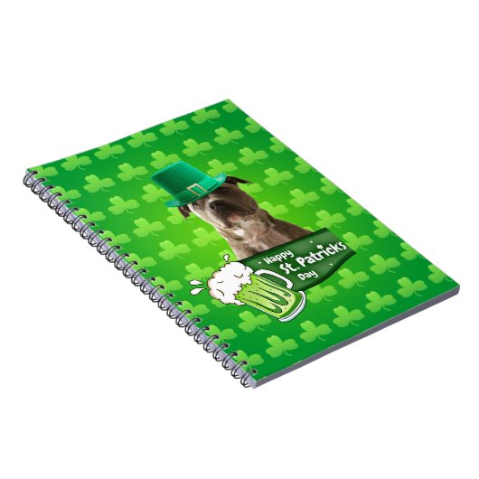 かわいいピットブルドッグハットセントパトリックの日クローバー ノートブック (右側)