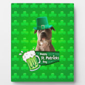 かわいいピットブルドッグハットセントパトリックの日クローバー フォトプラーク (正面)