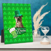 かわいいピットブルドッグハットセントパトリックの日クローバー フォトプラーク (側面)