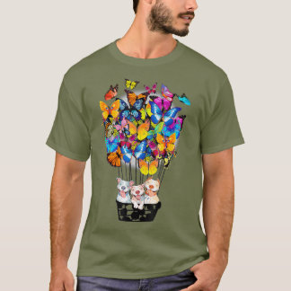 かわいいピットブルドッグバタフライホットエアバルーンT Tシャツ