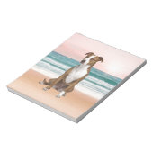 かわいいピットブルドッグ日没とビーチに座る ノートパッド (回転)