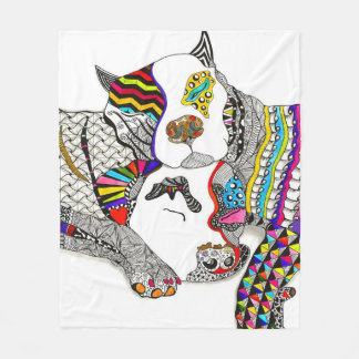 かわいいピットブルラブ フリースブランケット