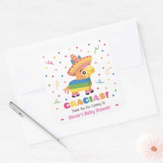 かわいいピナタグラシアスフィエスタベビーシャワーデコレーション スクエアシール (封筒)