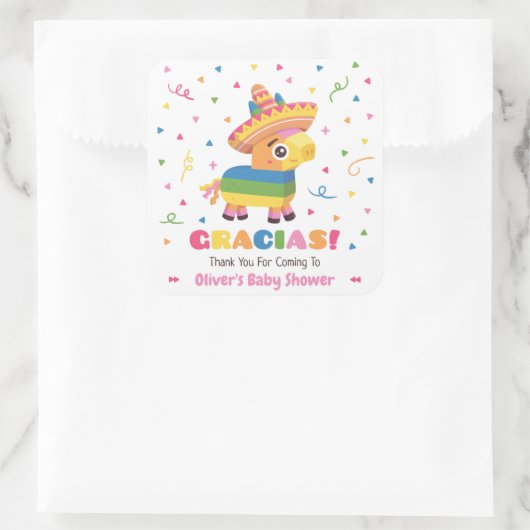 かわいいピナタグラシアスフィエスタベビーシャワーデコレーション スクエアシール (バッグ)