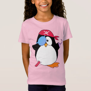 かわいいピレートペンギンのグラフィックピンク Tシャツ
