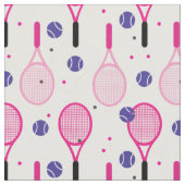 かわいいピン💟と紫の💜テニスラケ🎾 ファブリック (クローズアップ)