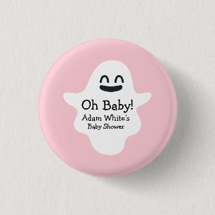 かわいいピンクああベビー!幽霊ハロウィーンベイビーシャワー 缶バッジ