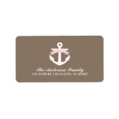 かわいいピンクいかりとリボン航海の赤ちゃんシャワー ラベル (正面)