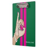 かわいいピンクおよび緑のイラストレーション クリップボード (左)