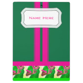かわいいピンクおよび緑のイラストレーション クリップボード (裏面)