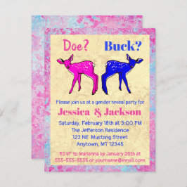 かわいいピンクおよび青の子鹿の性は明らかにします 招待状