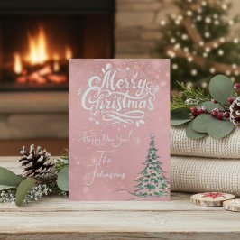 かわいいピンクお洒落のクリスマスカード シーズンカード