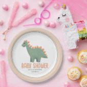かわいいピンクお洒落の恐竜の赤ちゃんシャワー ペーパープレート (パーティー)