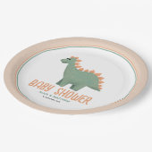 かわいいピンクお洒落の恐竜の赤ちゃんシャワー ペーパープレート (アングル)