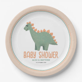 かわいいピンクお洒落の恐竜の赤ちゃんシャワー ペーパープレート