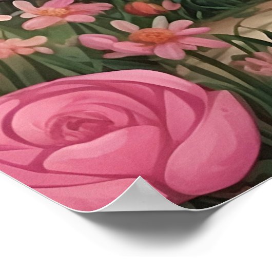 かわいいピンクお洒落の魔法のファンタジー城 ポスター (角)