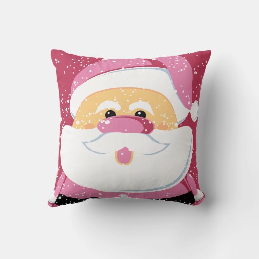 かわいいピンクお洒落サンタクロースのクリスマス クッション (裏面)