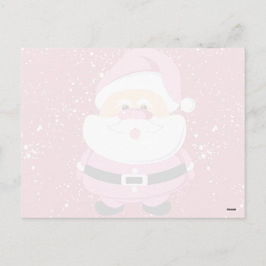 かわいいピンクお洒落サンタクロースのクリスマス シーズンポストカード (裏面)