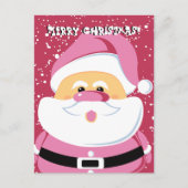 かわいいピンクお洒落サンタクロースのクリスマス シーズンポストカード (正面)