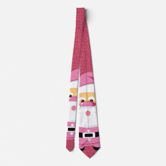 かわいいピンクお洒落サンタクロースのクリスマス ネクタイ (裏面)