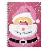 かわいいピンクお洒落サンタクロースのクリスマス ノートブック (正面)