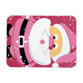 かわいいピンクお洒落サンタクロースのクリスマス マグネット (横)