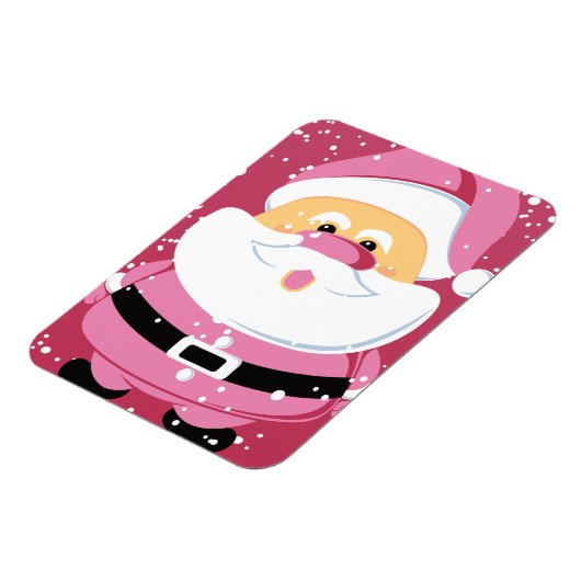 かわいいピンクお洒落サンタクロースのクリスマス マグネット (左側)