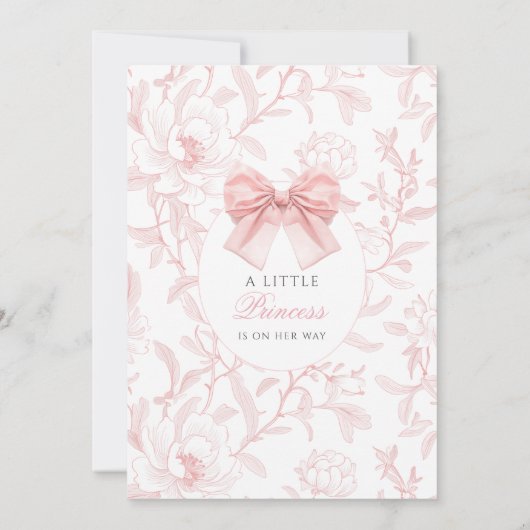 かわいいピンクお鹿と弓フローラ赤ちゃんガールシャワー 招待状 (裏面)