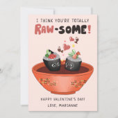 かわいいピンクかわいいすしバレンタインデーおもしろいパン シーズンカード (正面)