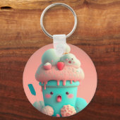 かわいいピンクかわいいアイスクリームノート キーホルダー (裏面)